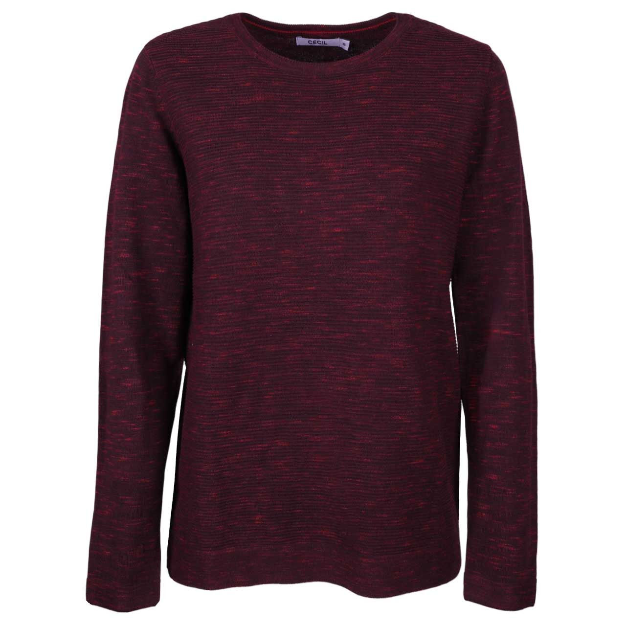 Cecil Damen Pullover Structured Roundneck eggplant red heather melange
