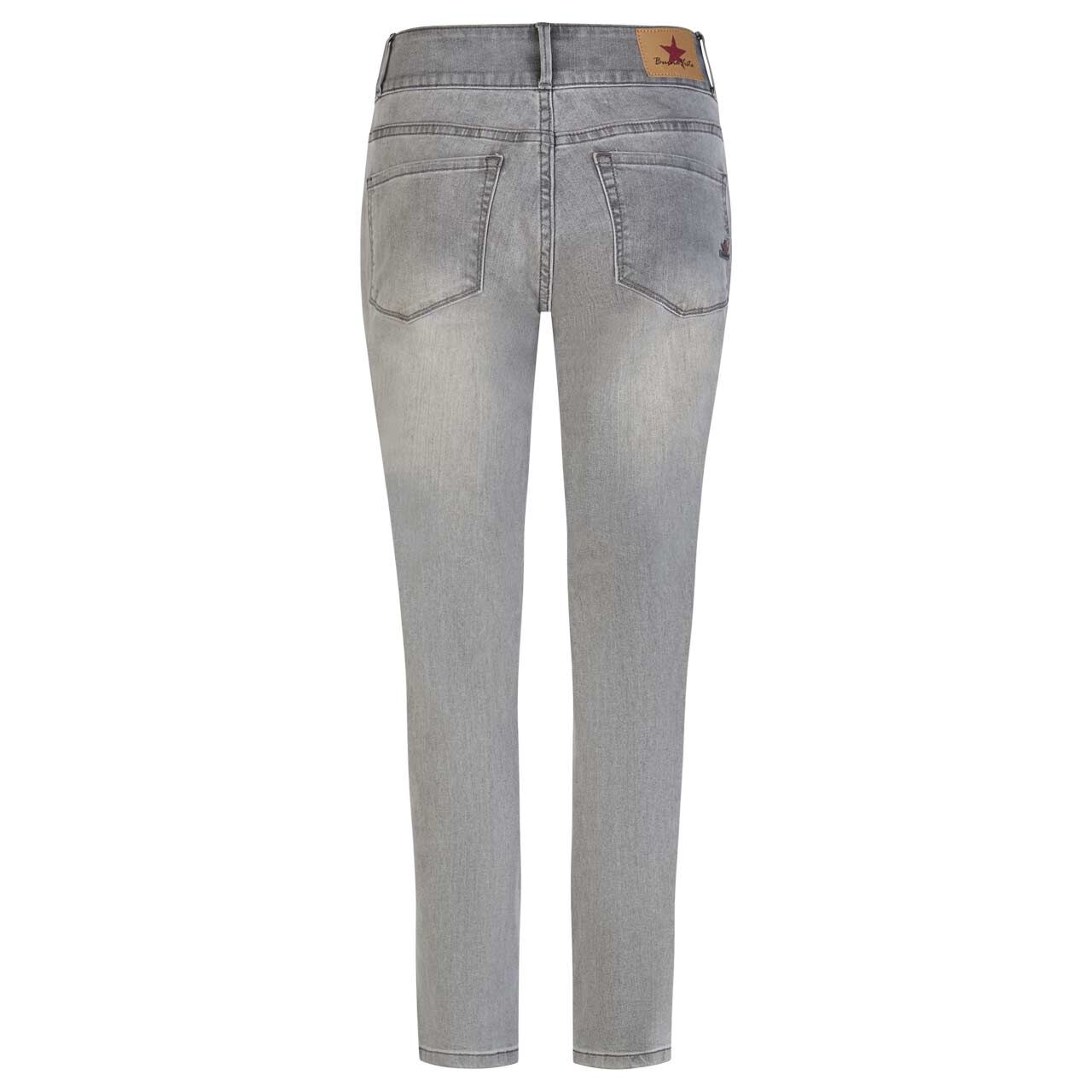 Damen Ankle Jeans Tummyless Cropped Stretch Denim von Buena Vista in Grau angewaschen, Rückansicht