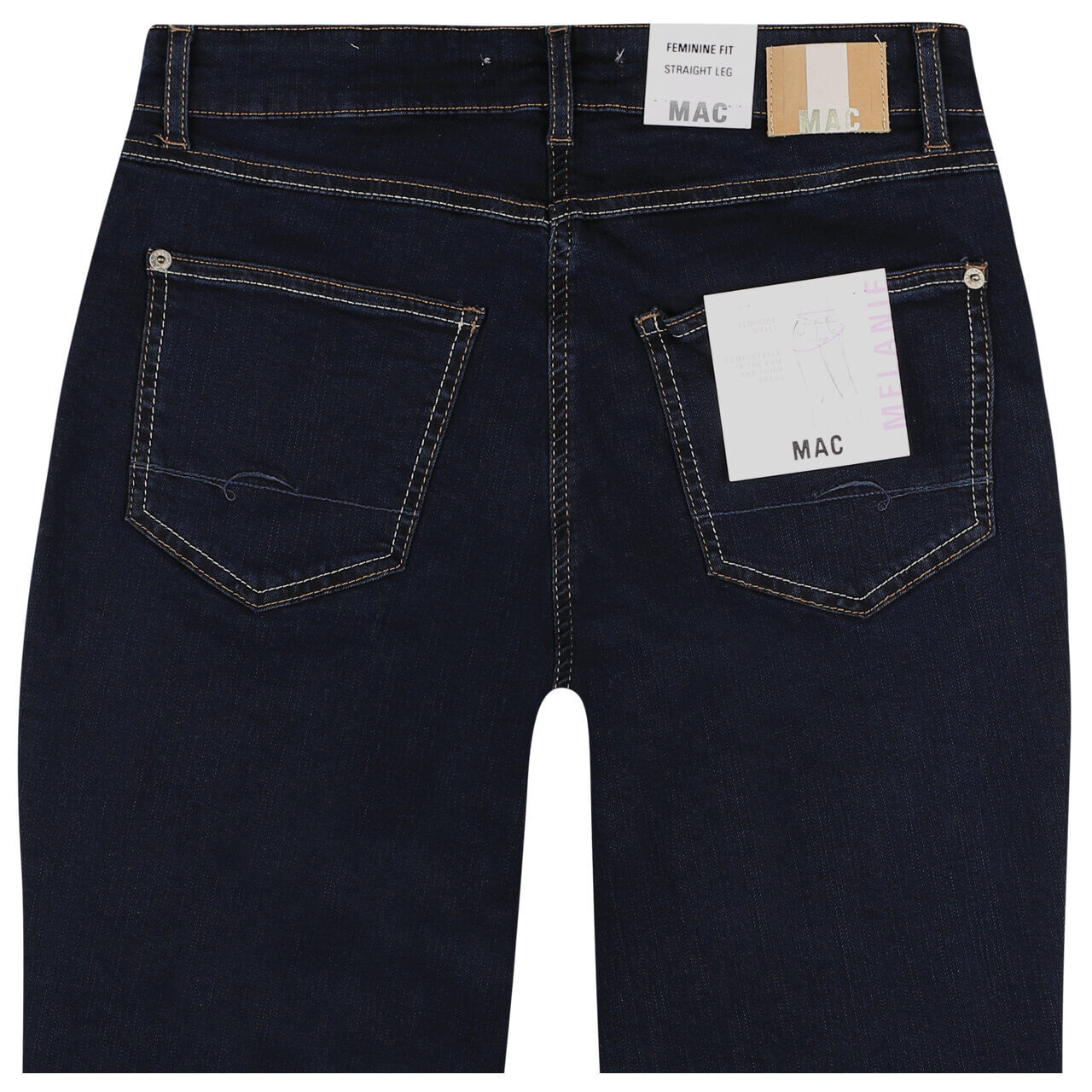 mac-jeans-melanie-tinted-blue-d801-hinten Damenjeans Melanie von MAC in Dunkelblau, detaillierte Rückansicht