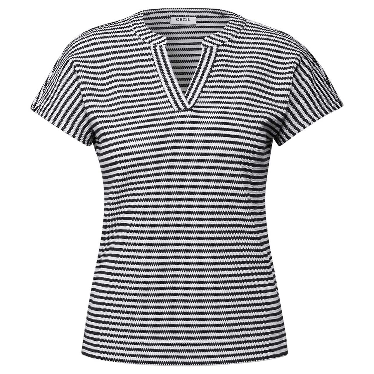 Cecil Damen T-Shirt Striped Structure urban navy blue