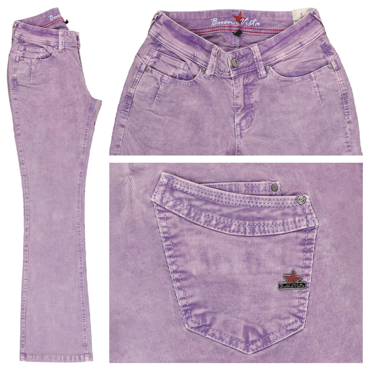 Buena Vista Malibu-Zip Bootcut Fine Cord Hose violet 