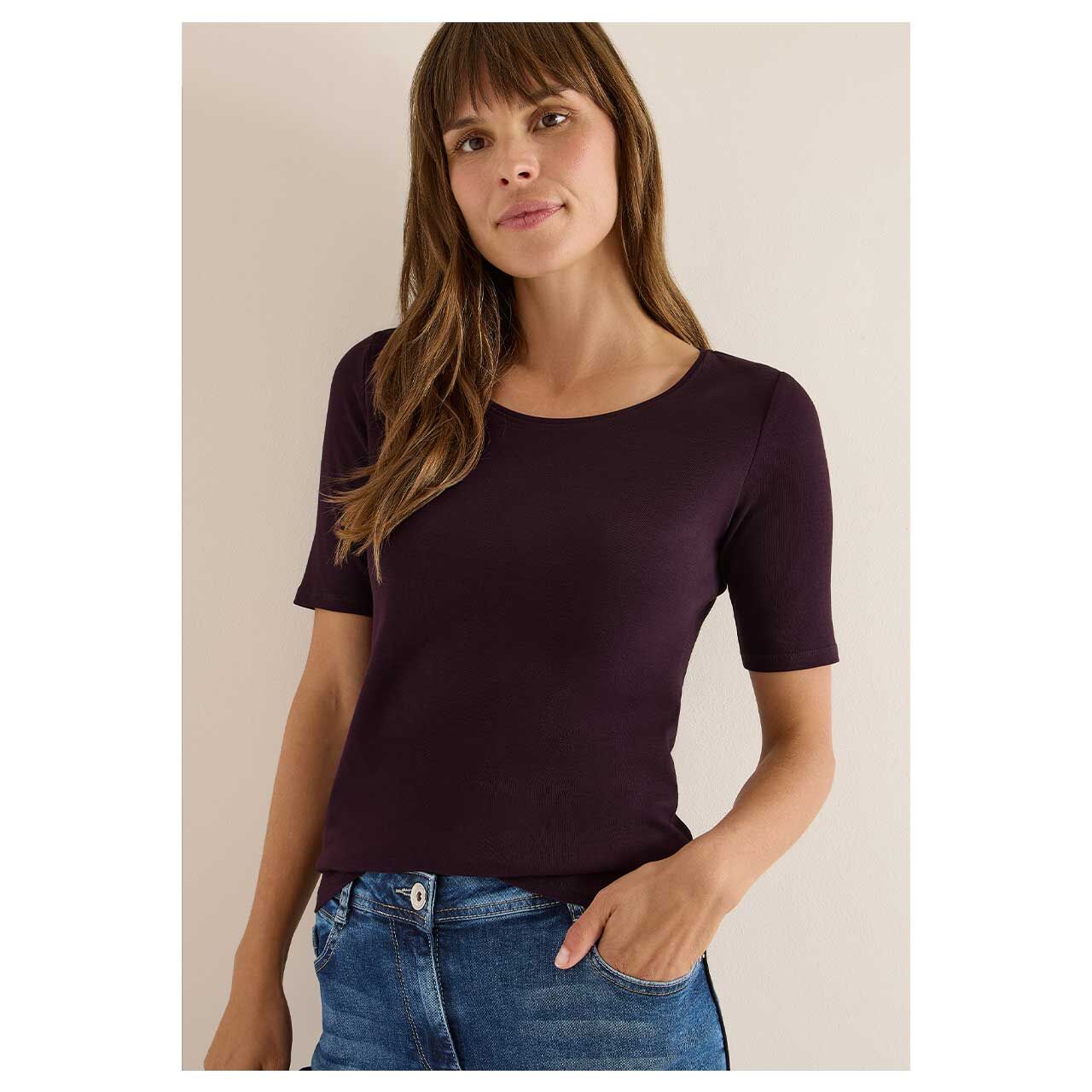 Damen T-Shirt Lena von Cecil in Lila, Vorderansicht am Model