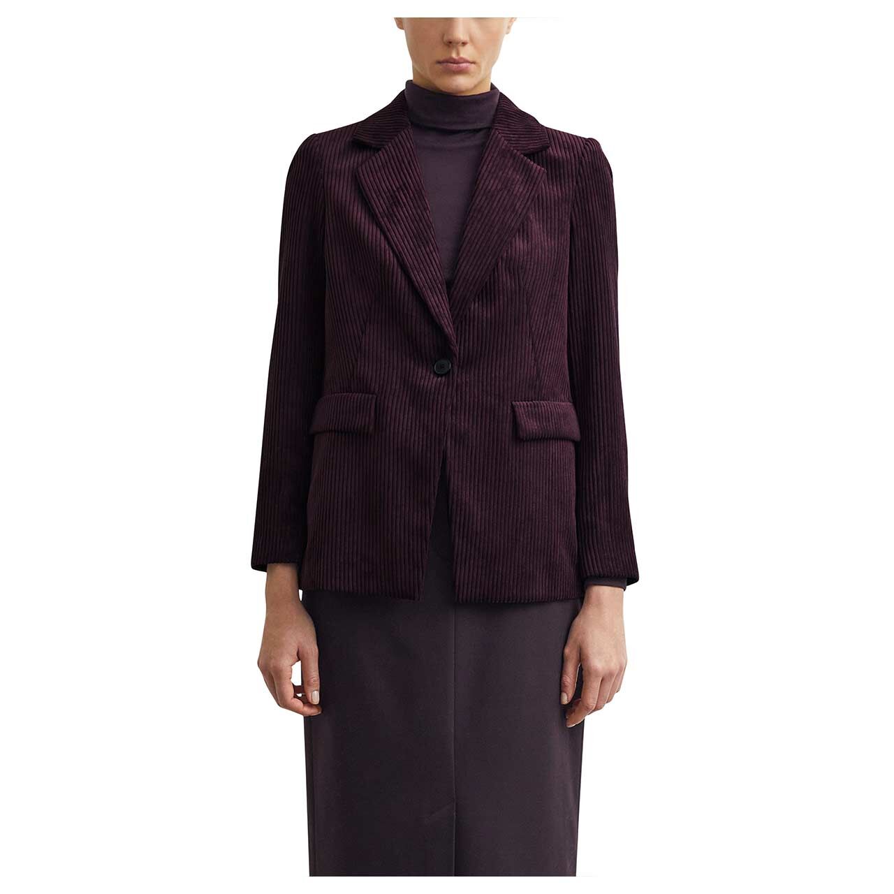 Damen Cord Blazer von Comma in Lila, Vorderansicht am Model