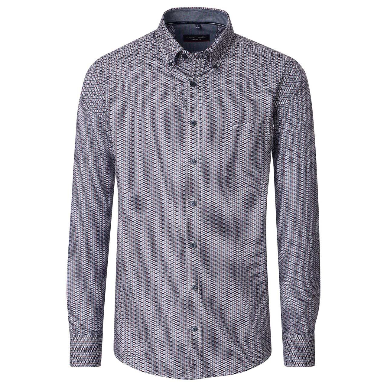 Casa Moda Herren Langarm Hemd red printed