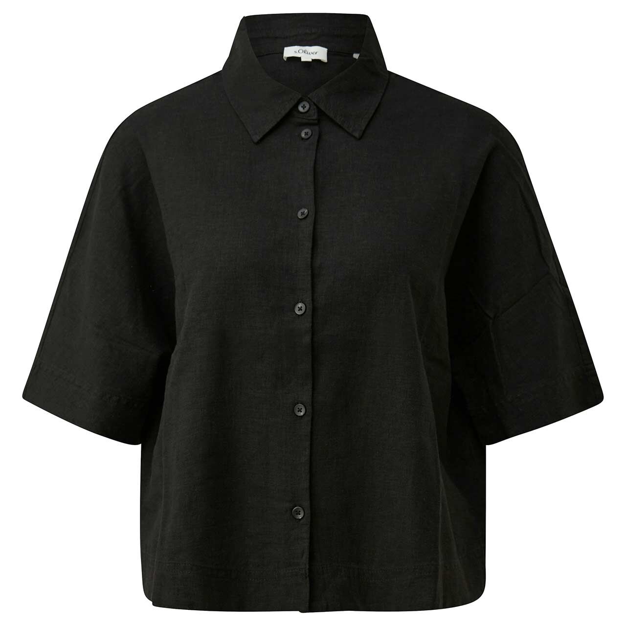 s.Oliver Damen Kurzarm Leinen Bluse black