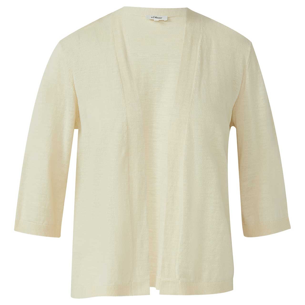 s.Oliver Damen 3/4 Arm Strickjacke light sand white