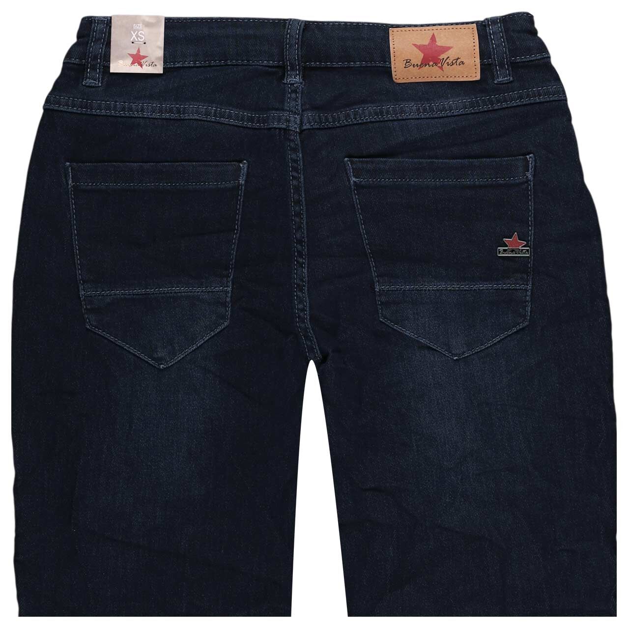 Damenjeans Anna C 7/8 Straight Stretch Denim von Buena Vista in Dunkelblau angewaschen, detaillierte Rückansicht