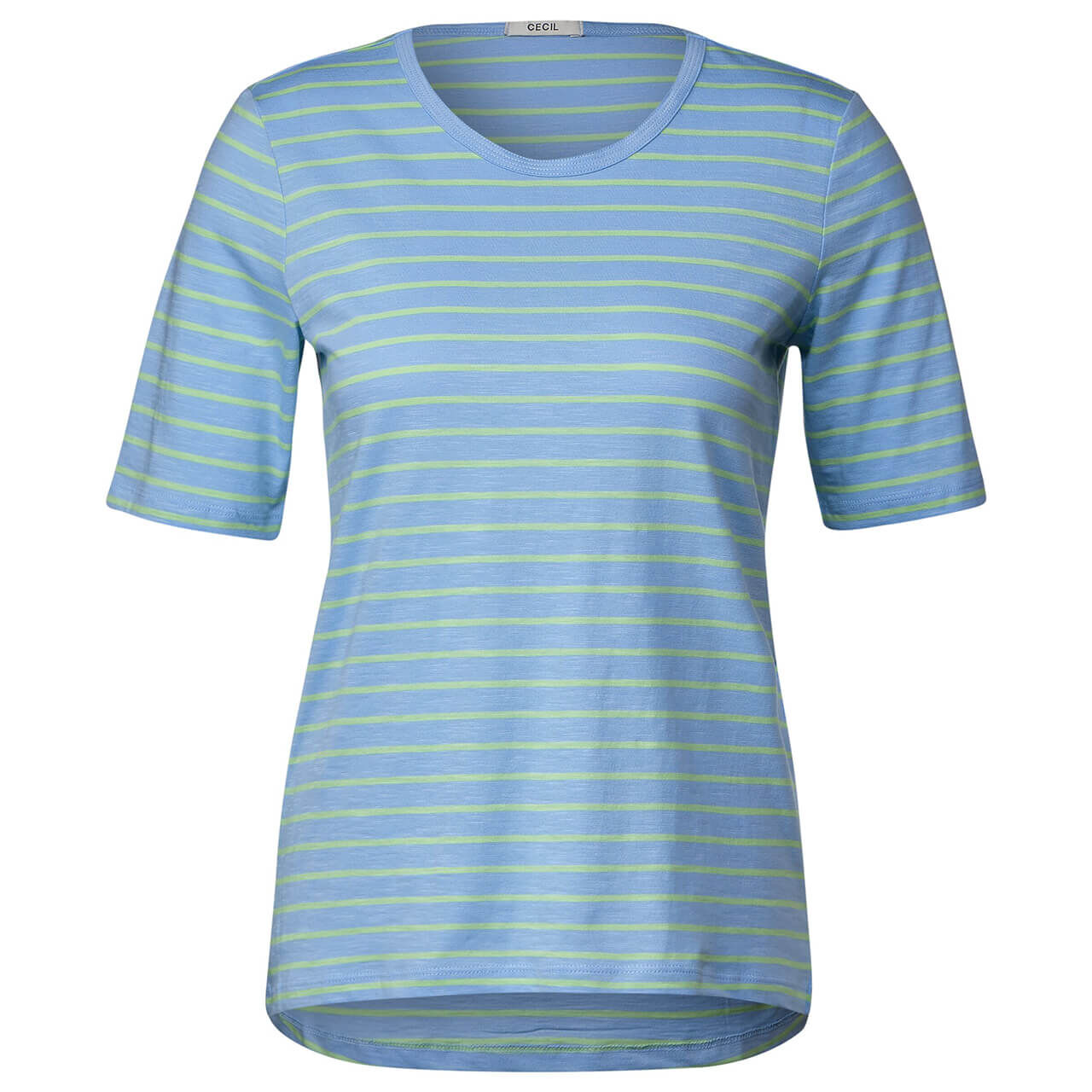Cecil Damen T-Shirt Stripe Basic Roundneck soft light blue