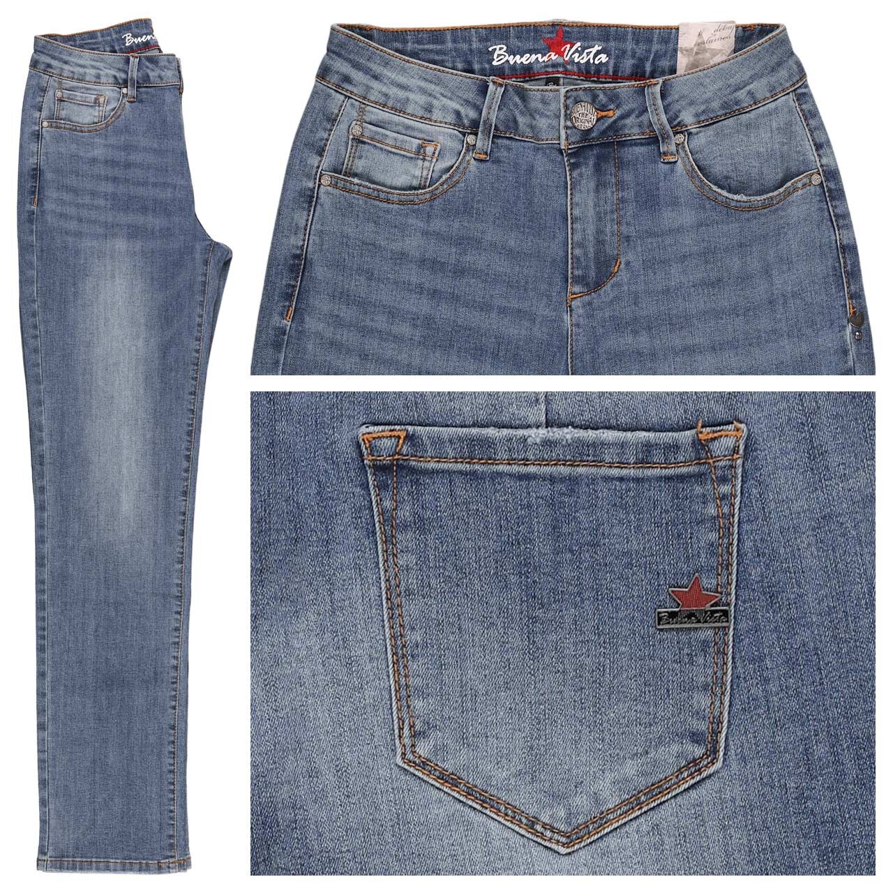 Buena Vista Stella-Zip Straight Stretch Denim Jeans bright denim