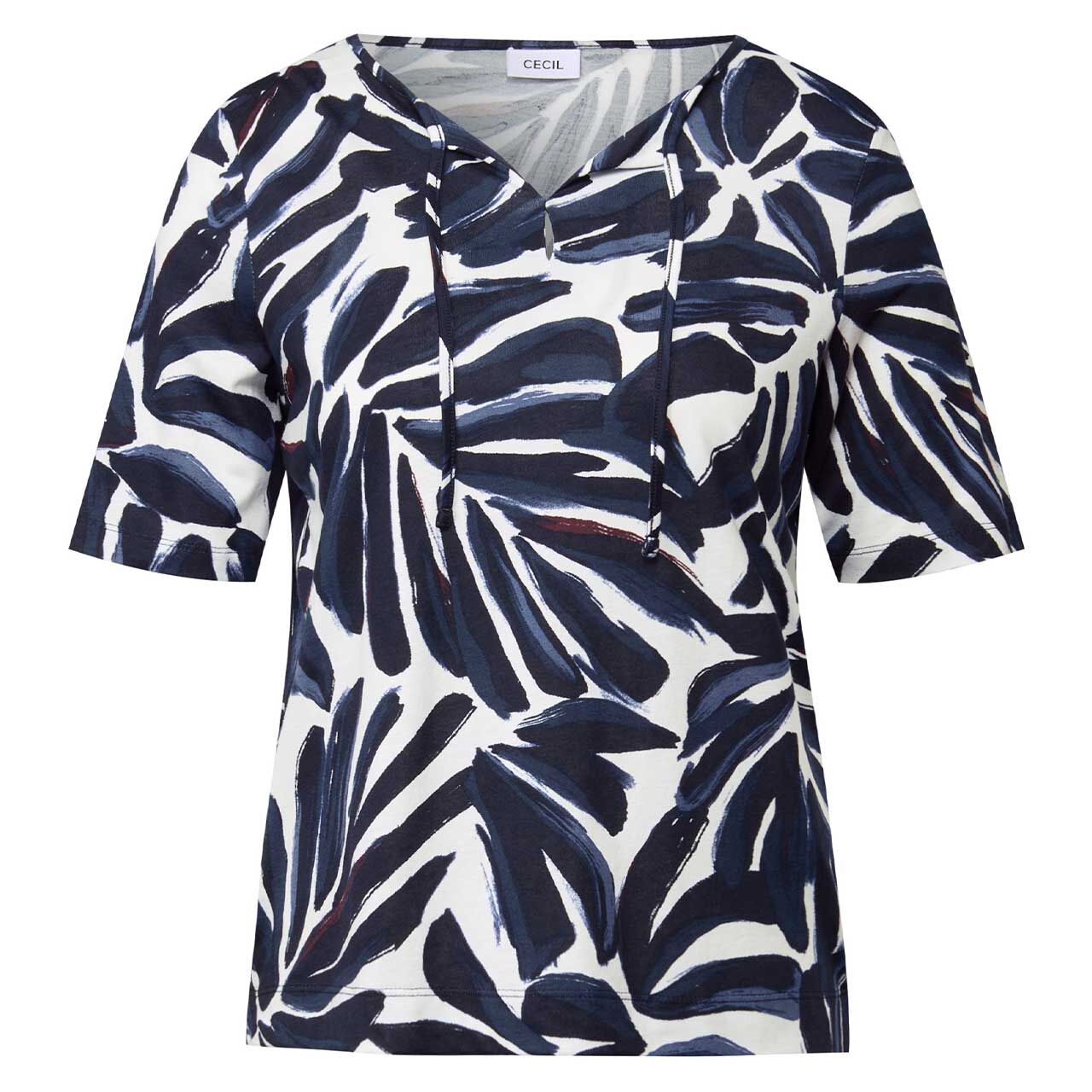 Cecil Damen T-Shirt Big Leaf Tunic urban dark blue