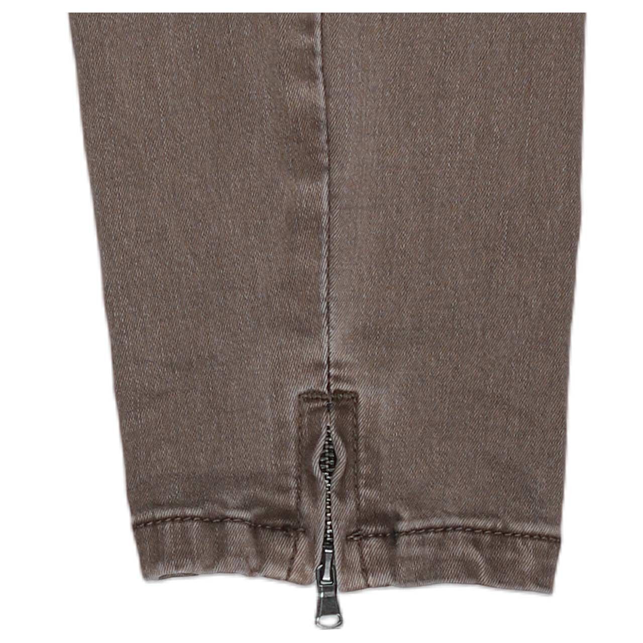 Damen Baumwollhose Italy V 7/8 Stretch Twill von Buena Vista in Braun, detaillierte Saumansicht