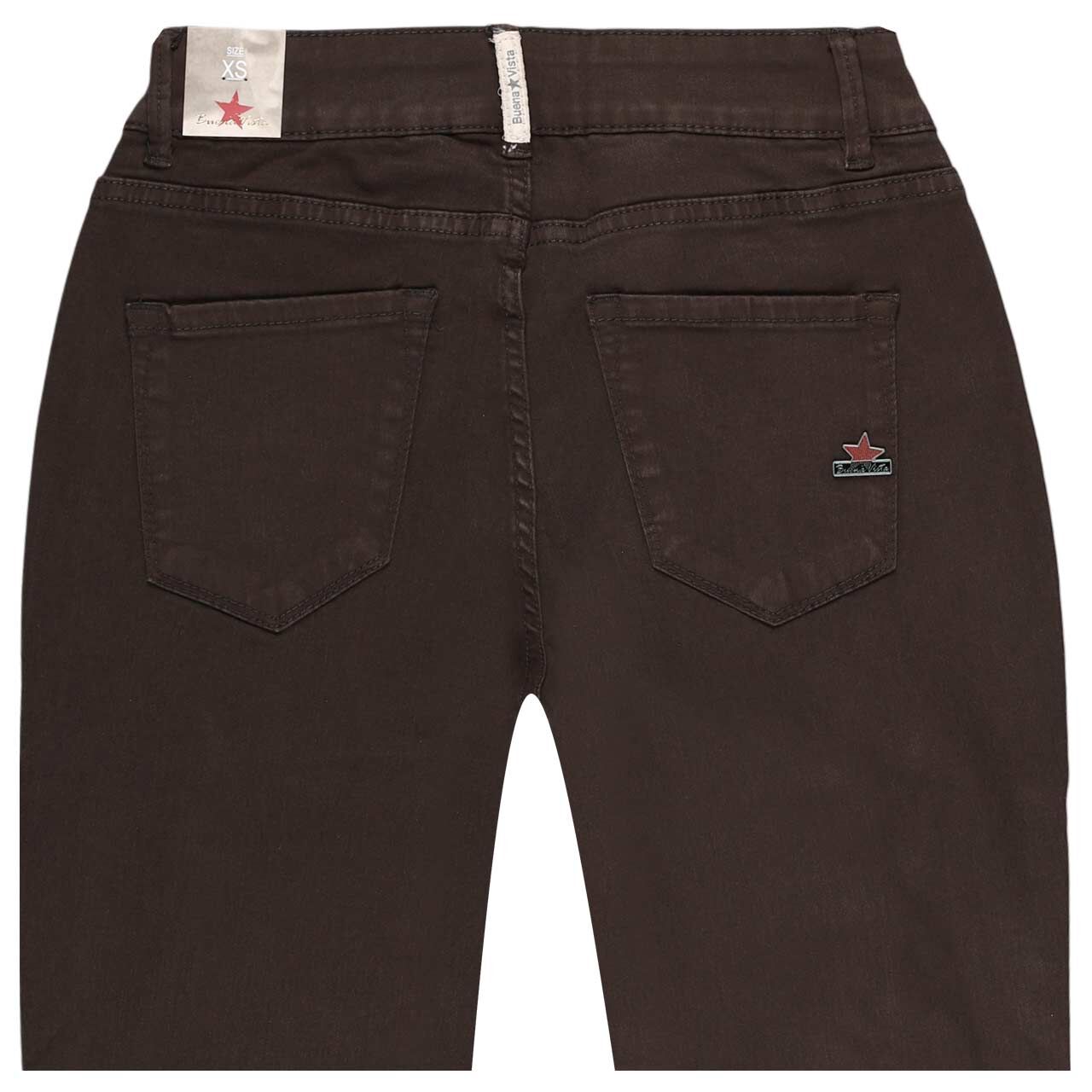 Damen Baumwollhose Italy V 7/8 Stretch Twill von Buena Vista in Dunkelbraun, detaillierte Rückansicht