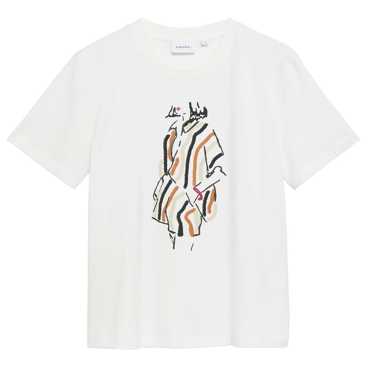 Comma Damen T-Shirt white dress print