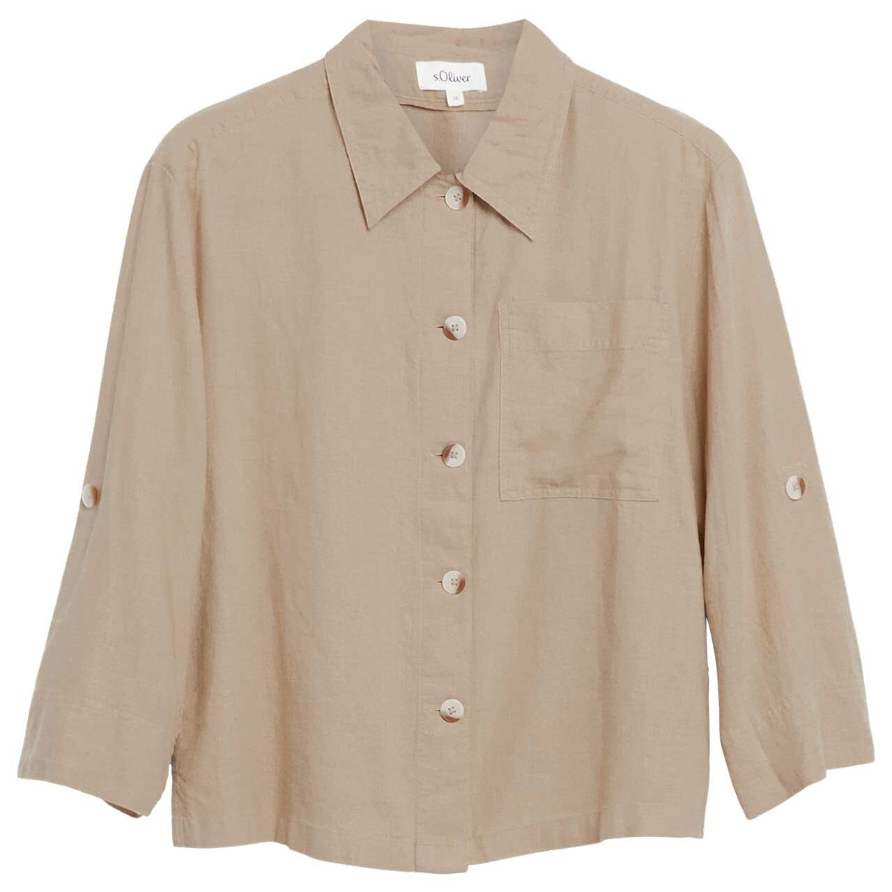 s.Oliver Damen 3/4 Arm Leinen Bluse sandy beige