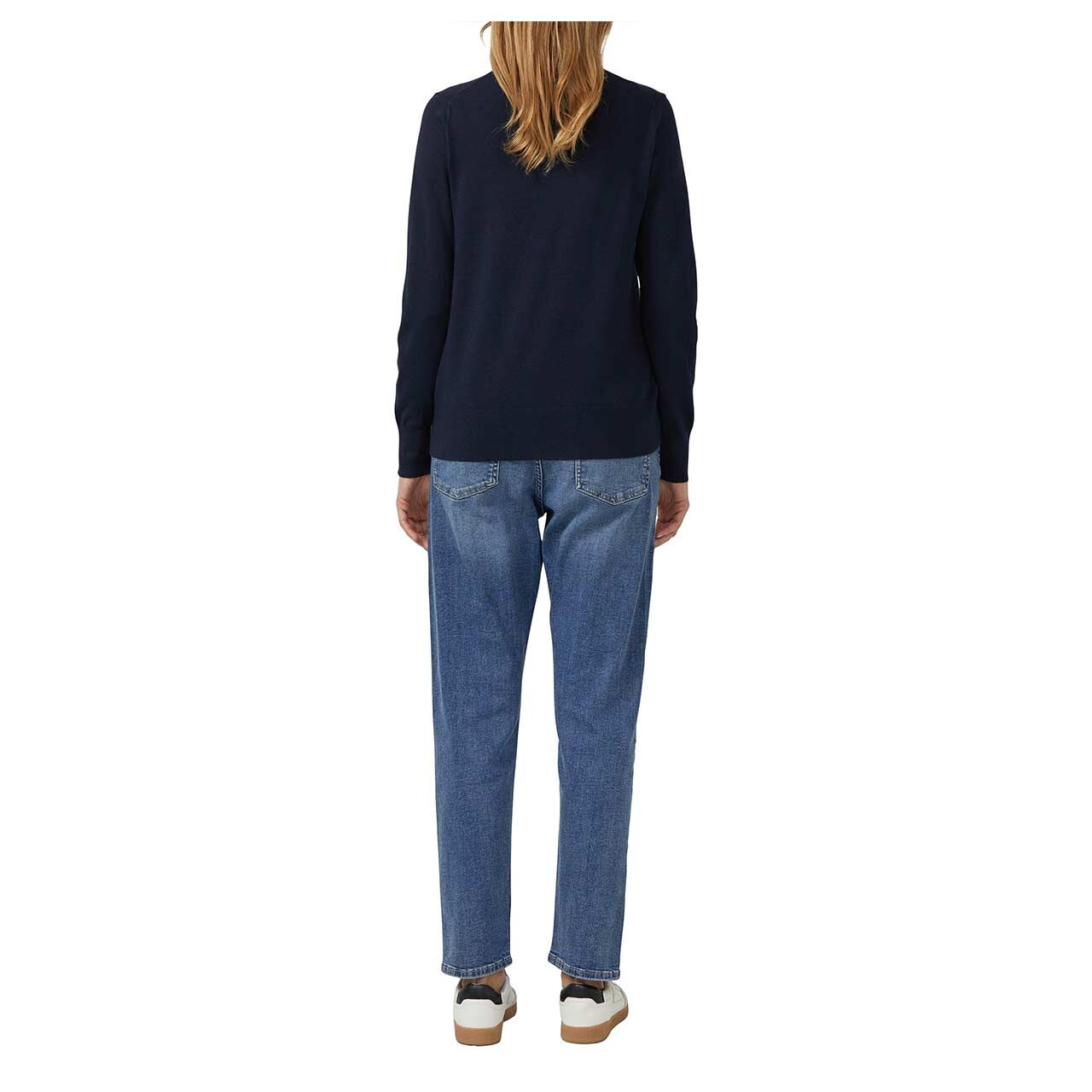 s.Oliver Damen Rollkragen Pullover in Dunkelblau, Rückansicht am Model