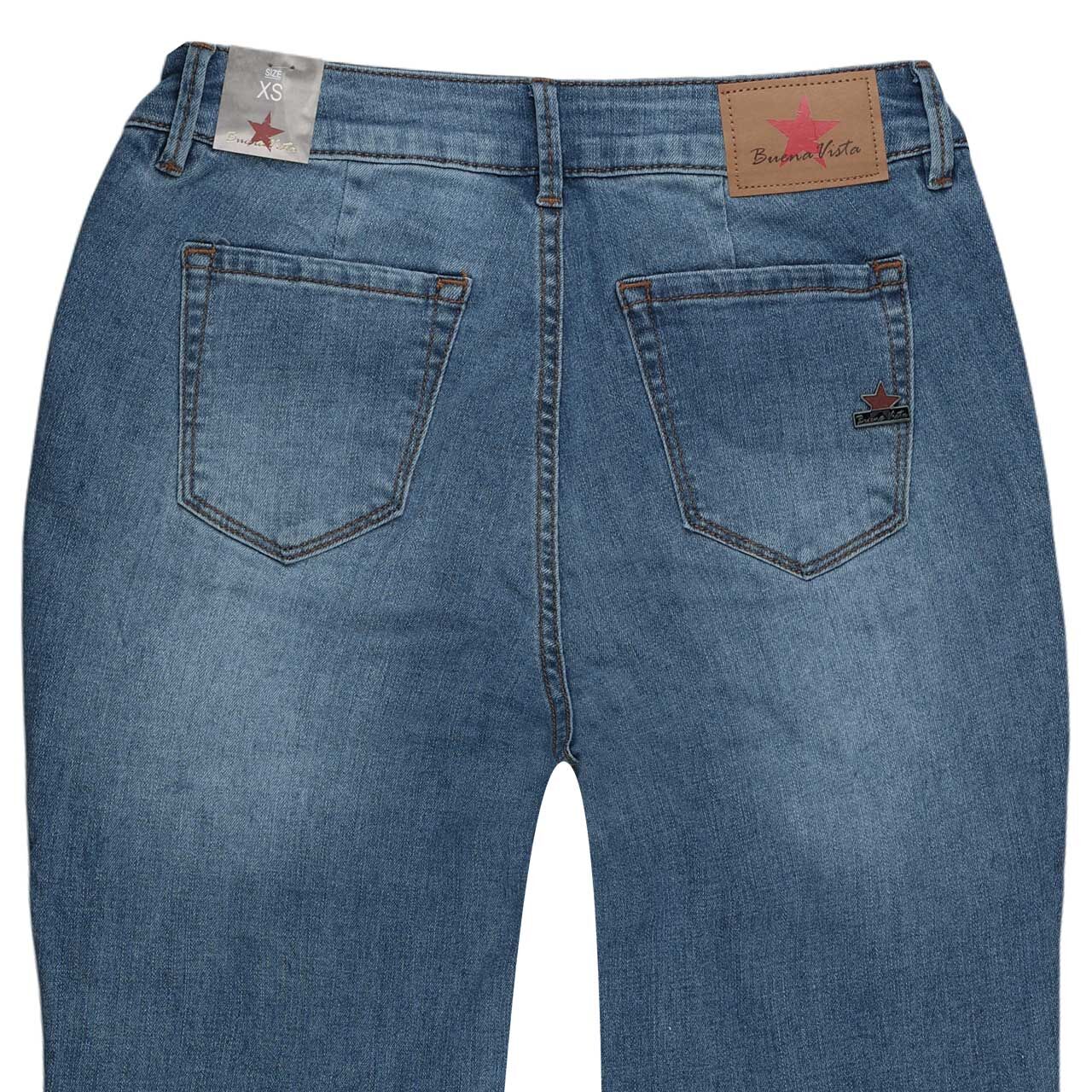 Damenjeans Stella-Zip Straight Stretch Denim von Buena Vista in Blau angewaschen, detaillierte Rückansicht