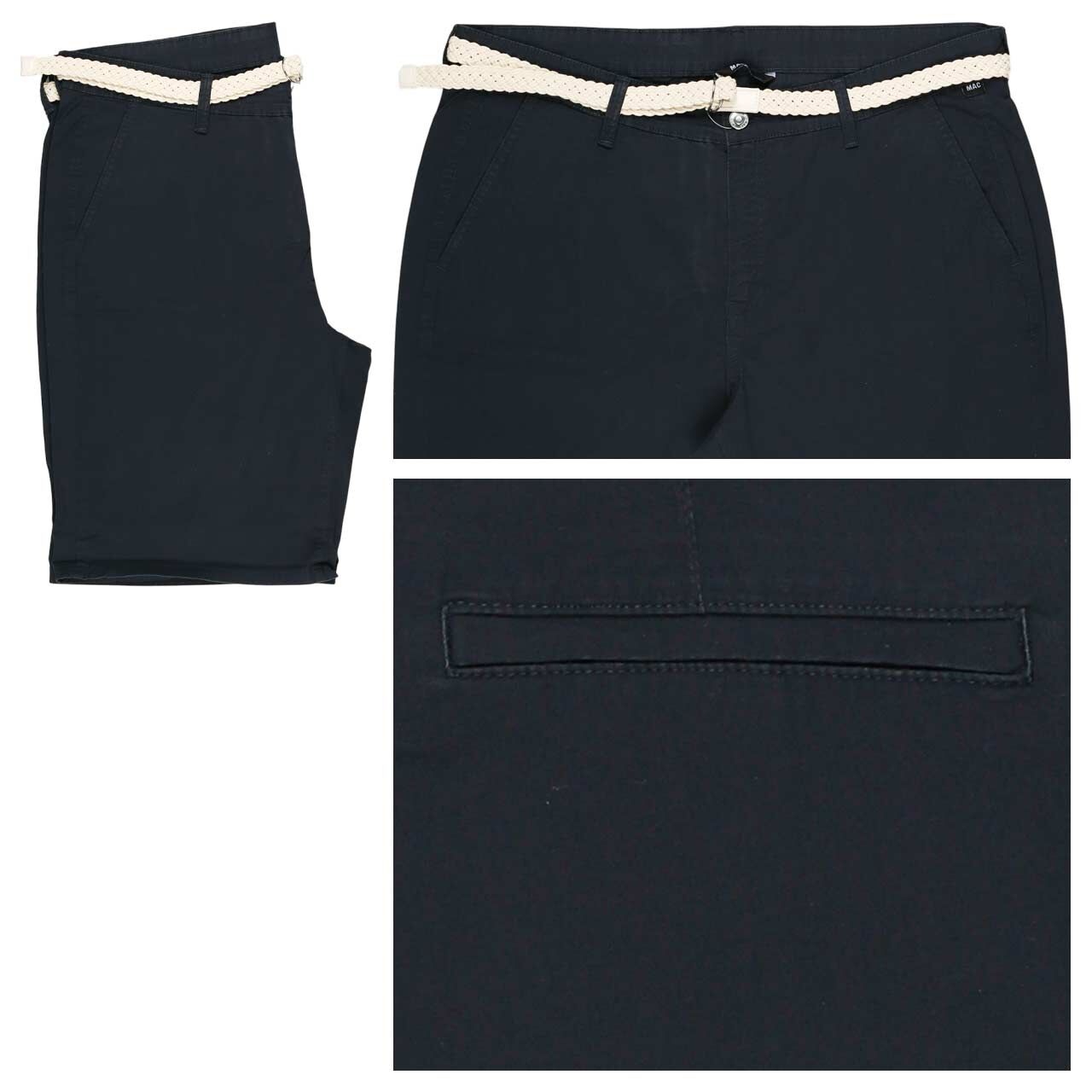 MAC Chino Shorts Baumwollhose dark blue belt