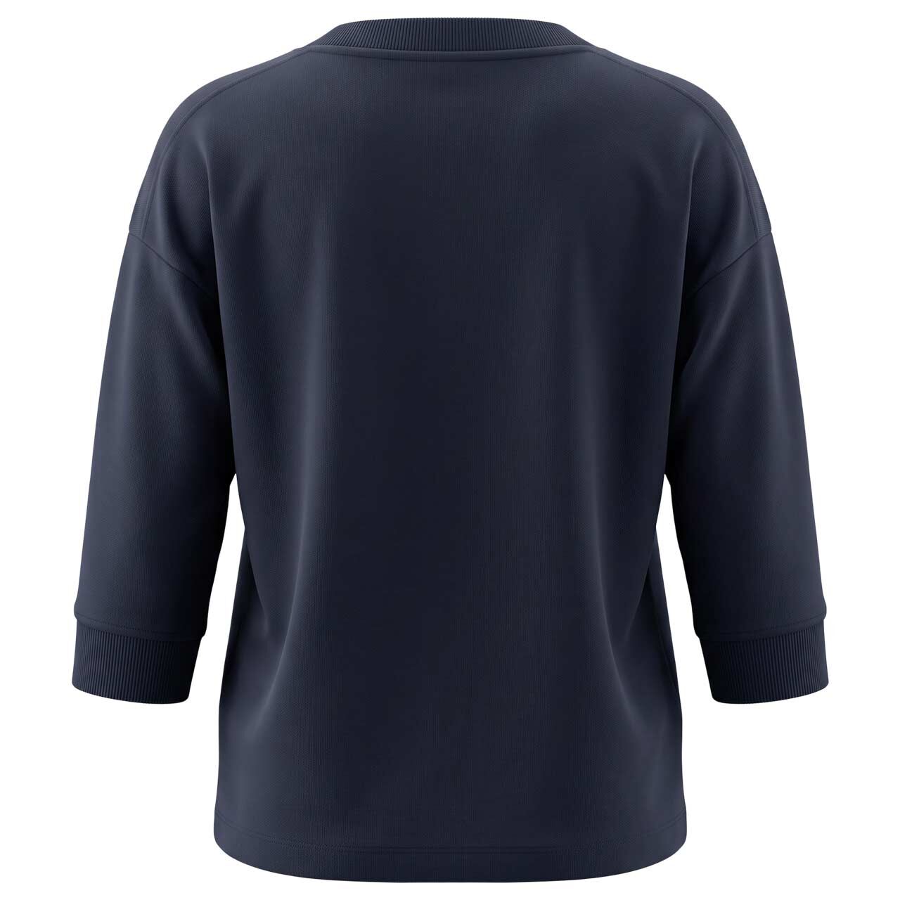 Street One Damen 3/4 Arm Shirt U-Boat Shirt in Dunkelblau, Vorderansicht Rückansicht