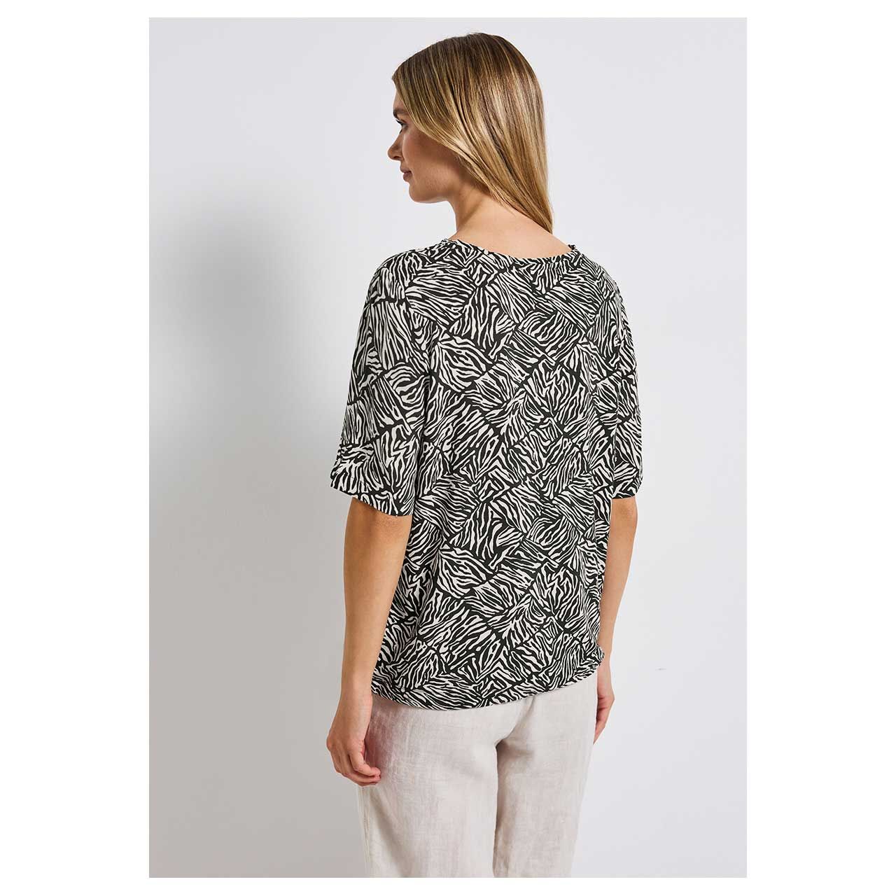 Damen T-Shirt Printed Mat-Mix von Street One in Dunkelgrün mit Print, Rückansicht Oberkörper getragen