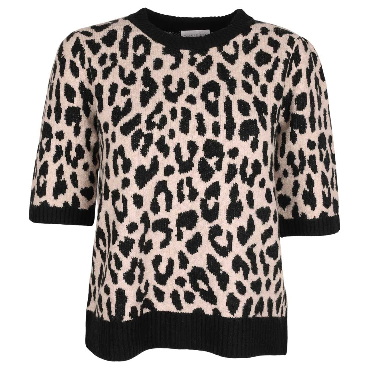 Street One Studio Damen Kurzarm Pullover Short Sleeve Jacquard black printed