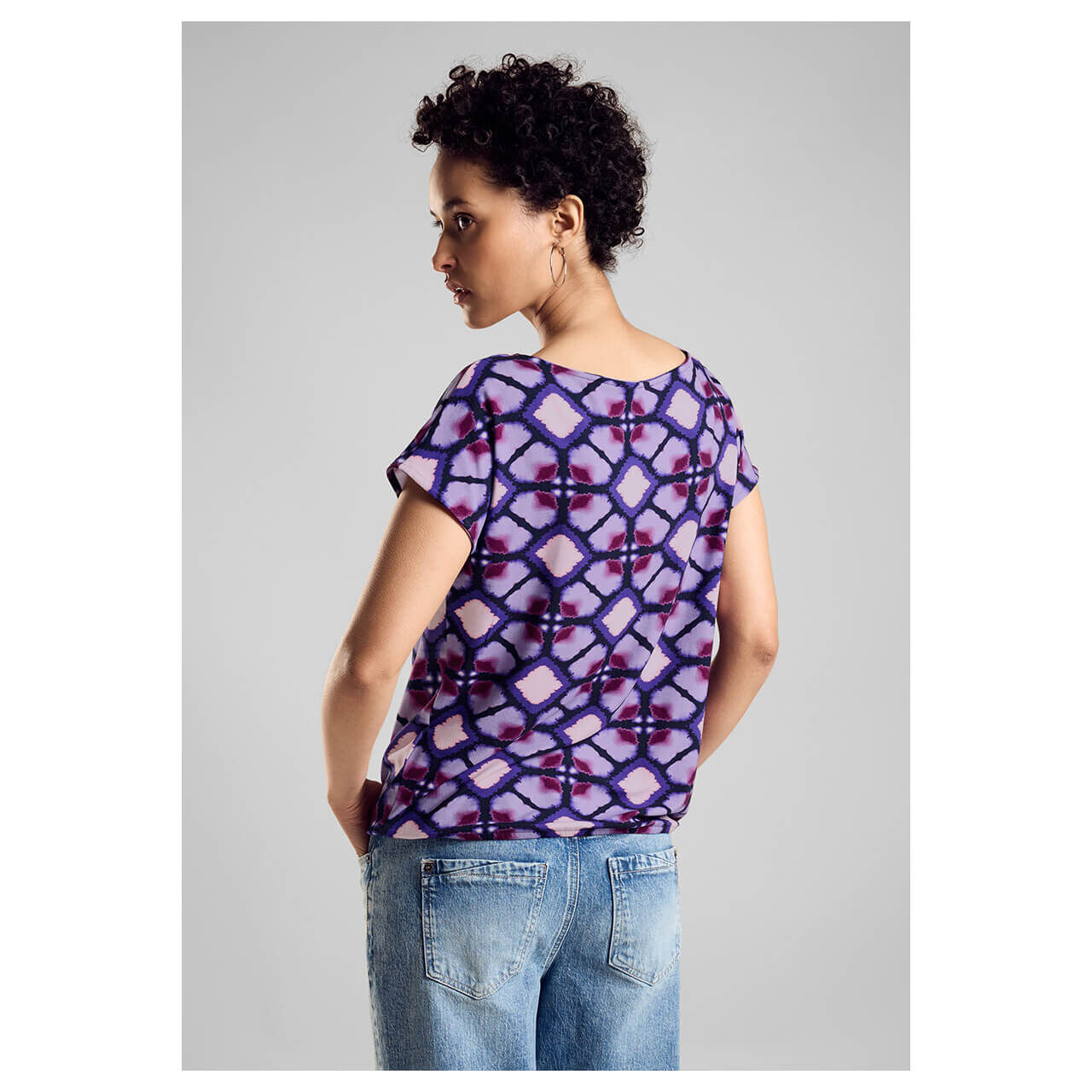 Street One Damen T-Shirt Printed Mat-Mix bellflower lilac