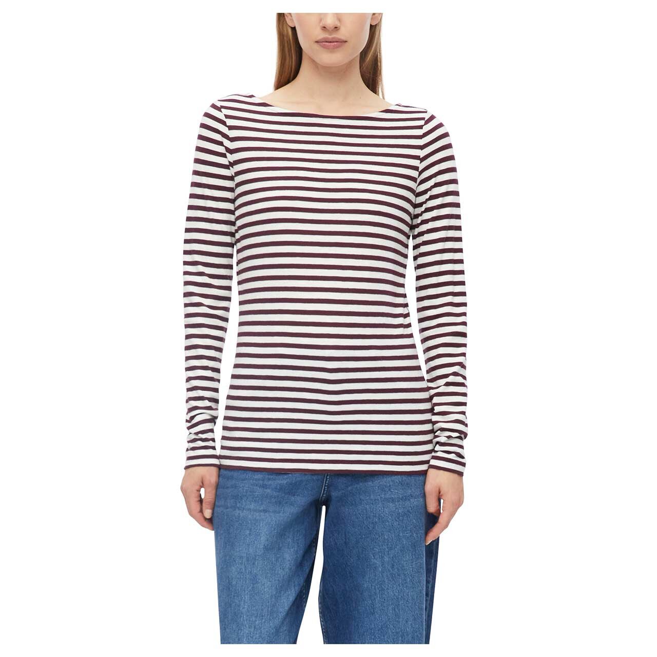 Damen Langarm Shirt von s.Oliver in Lila gestreift, Rückansicht