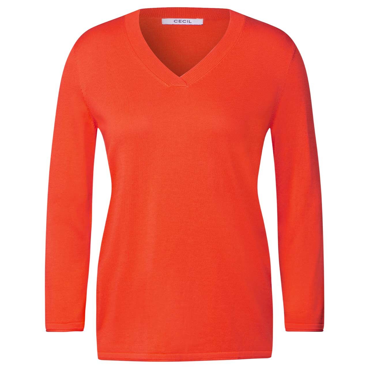 Cecil Damen 3/4 Arm Pullover V-neck Sweater juicy orange