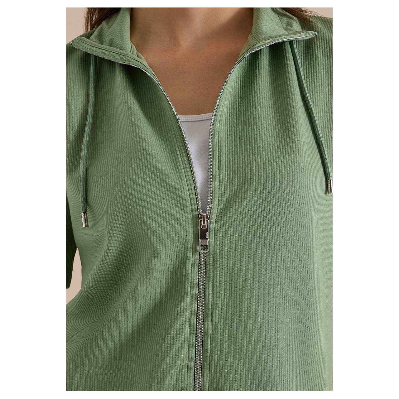 Cecil Damen T-Shirt Jacke Vertical Structure deep matcha green