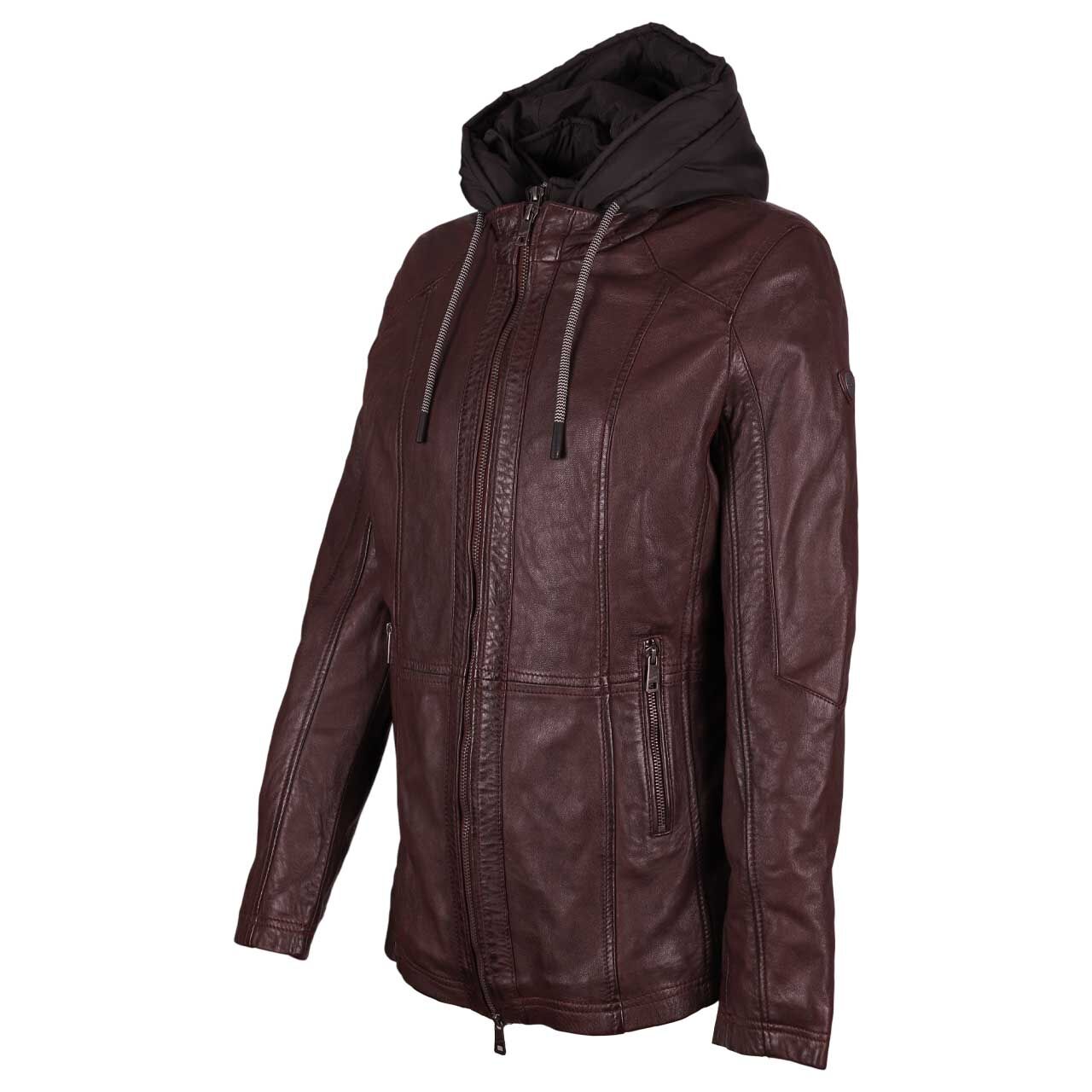 Damen Lederjacke Taja von Mauritius in Burgunderrot, Seitenansicht