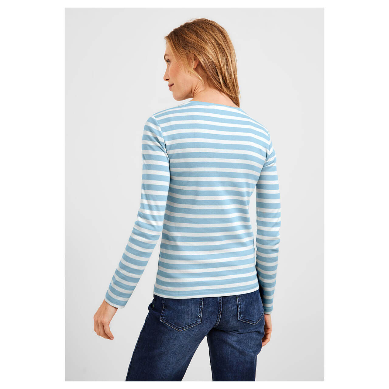 Cecil Pia Langarm Shirt faded blue stripes