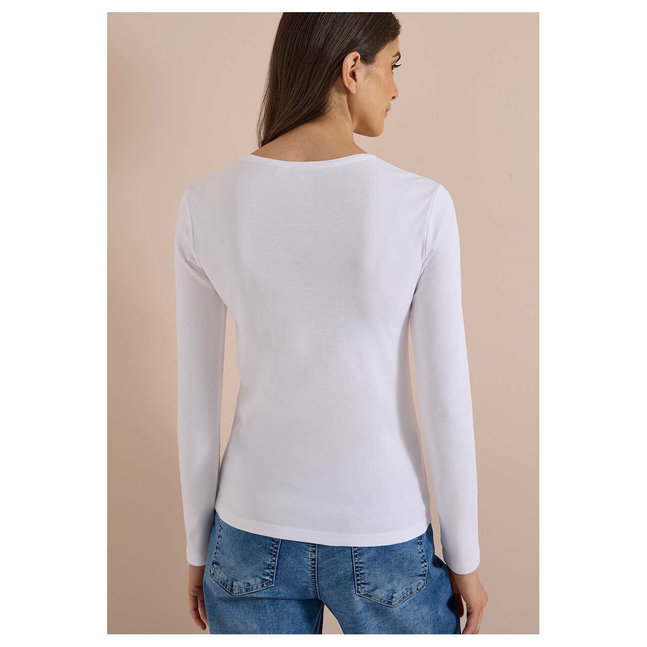 Damen Langarm Shirt Pia von Cecil in Weiß, Rückansicht am Model