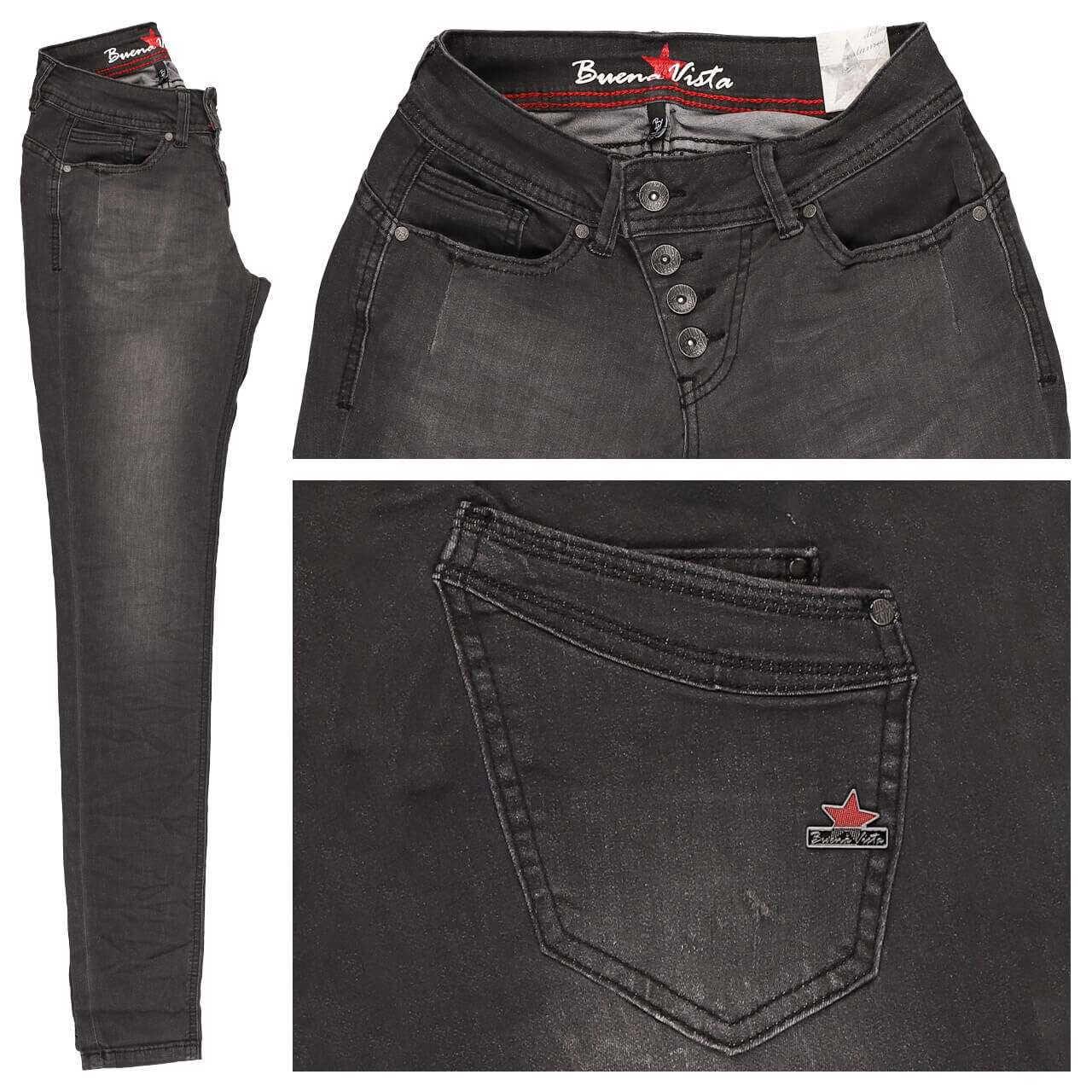 Buena Vista Jeans Malibu Cozy Denim grey black