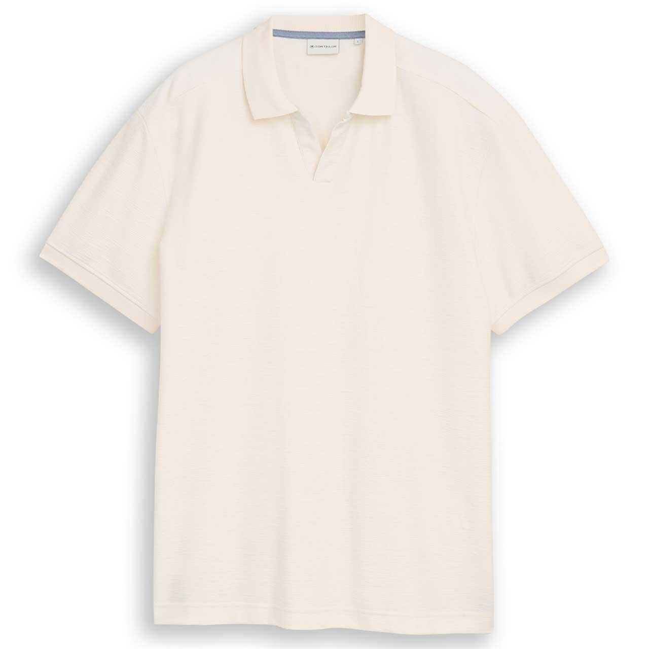 Tom Tailor Herren Poloshirt Resort Collar gardenia white structured
