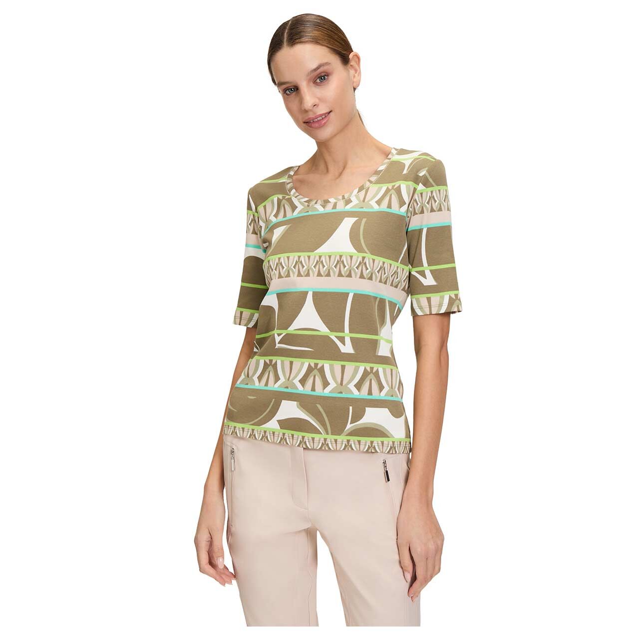 Betty Barclay Damen T-Shirt khaki green print