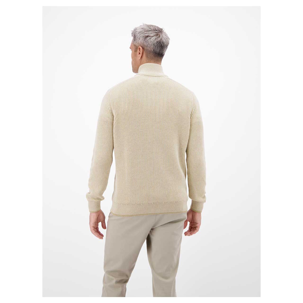 Herren Pullover Troyer von Lerros in Beige meliert, Rückansicht am Model