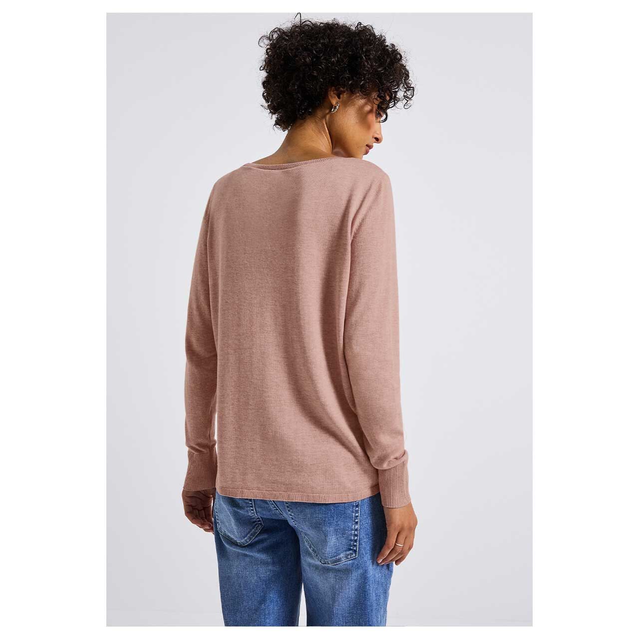 Street One Damen Pullover in Rosa meliert, Rückansicht Model