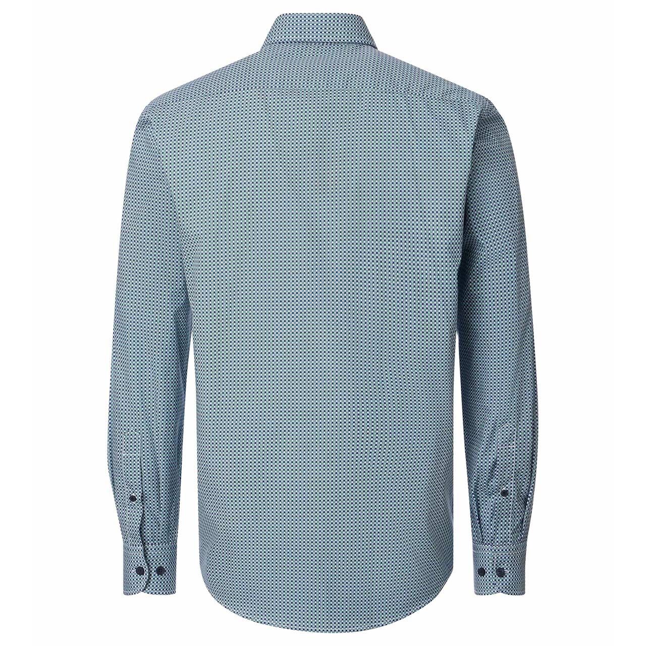 Herren Langarm Hemd von Casa Moda in Grün mit Print, Rückansicht