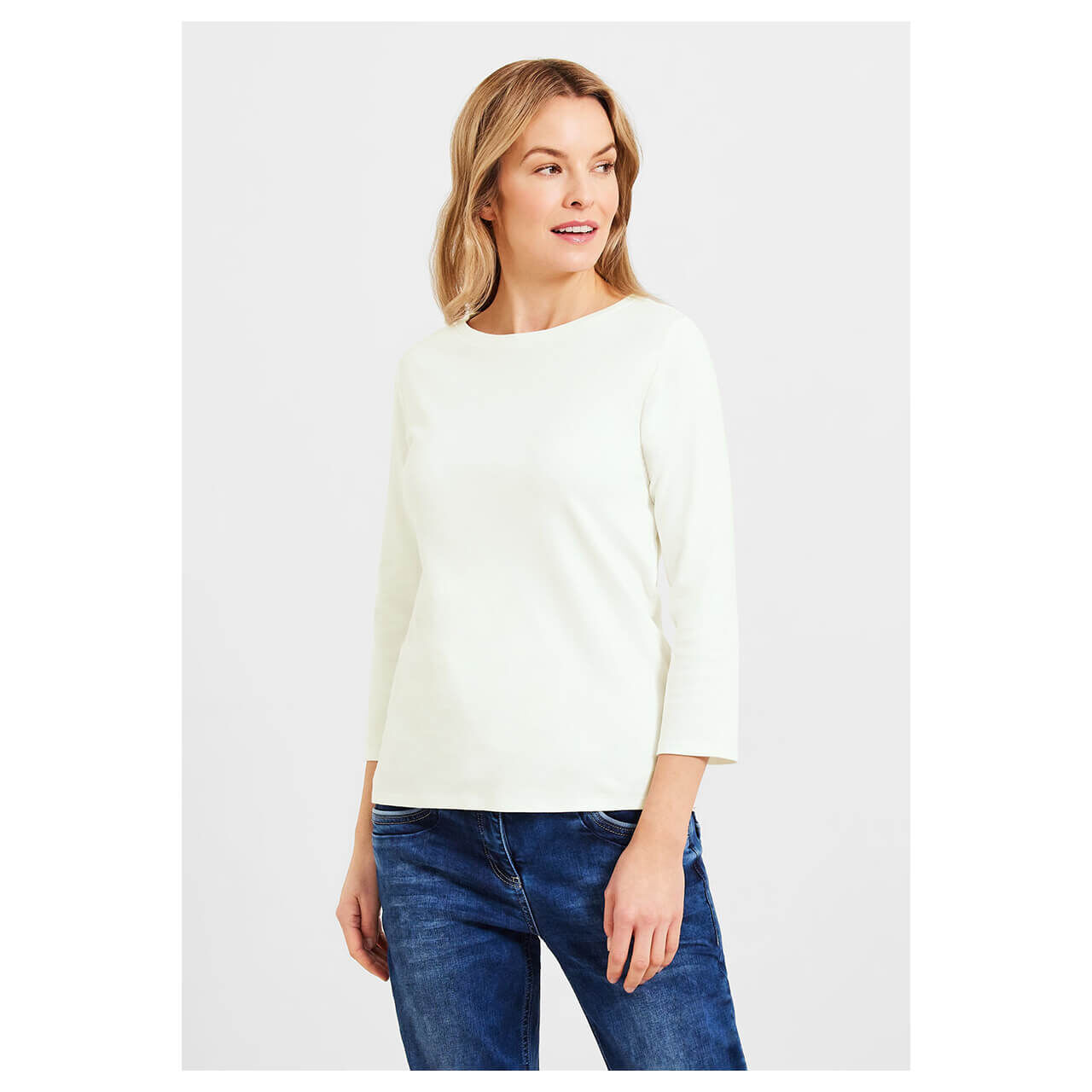 Cecil Basic Boatneck 3/4 Arm Shirt vanilla white Cecil Basic Boatneck 3/4 Arm Shirt vanilla white