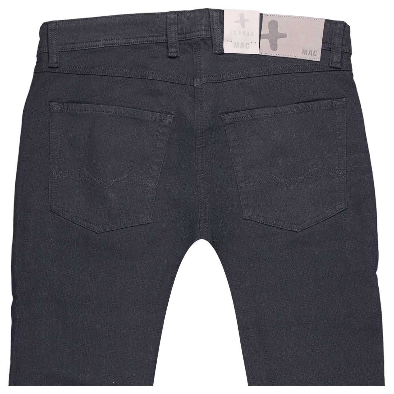 Herren Baumwollhose Jogn Jeans von MAC in Dunkelblau kariert, detaillierte Rückansicht