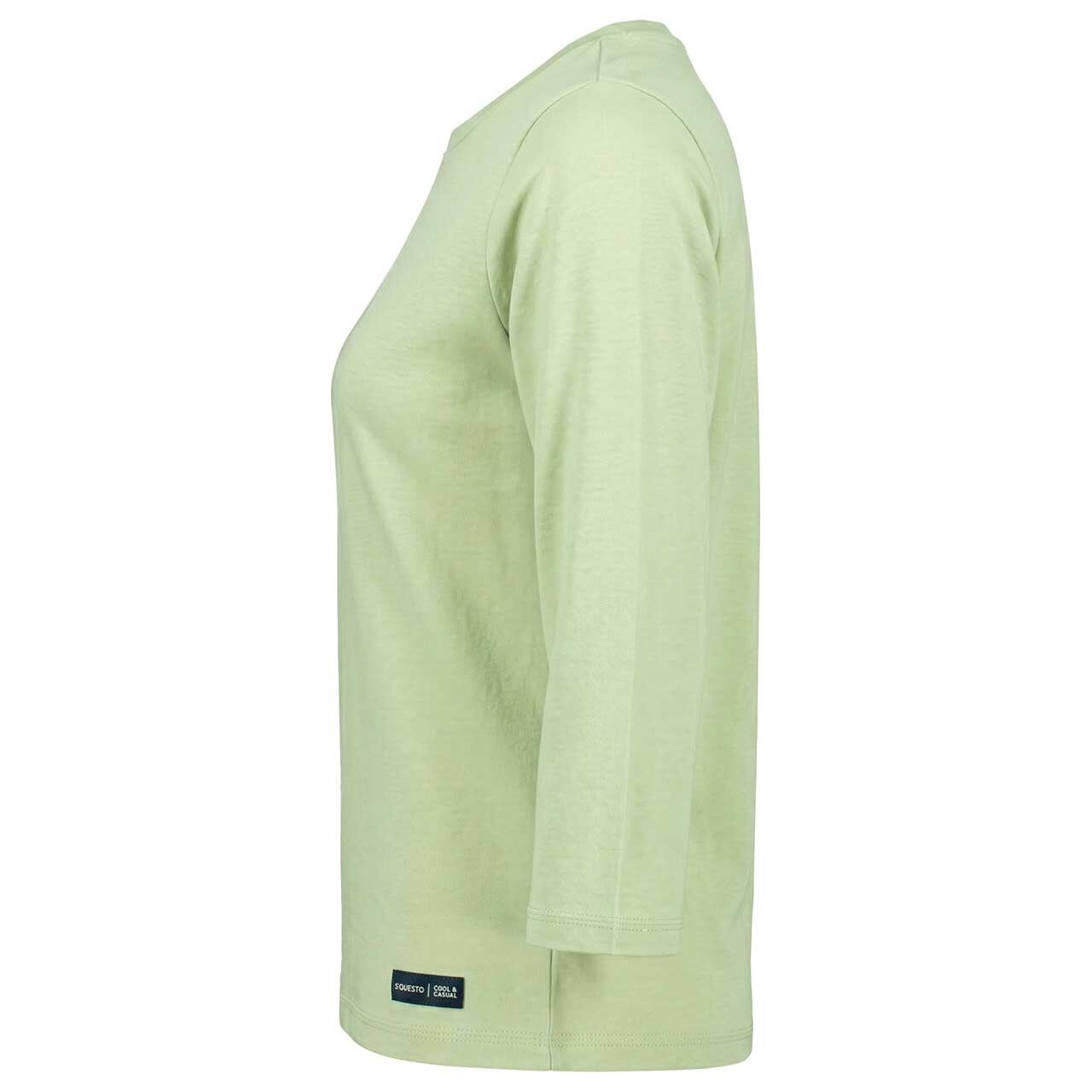 Damen 3/4 Arm Sweatshirt von Soquesto in Hellgrün mit Print, Seitenansicht