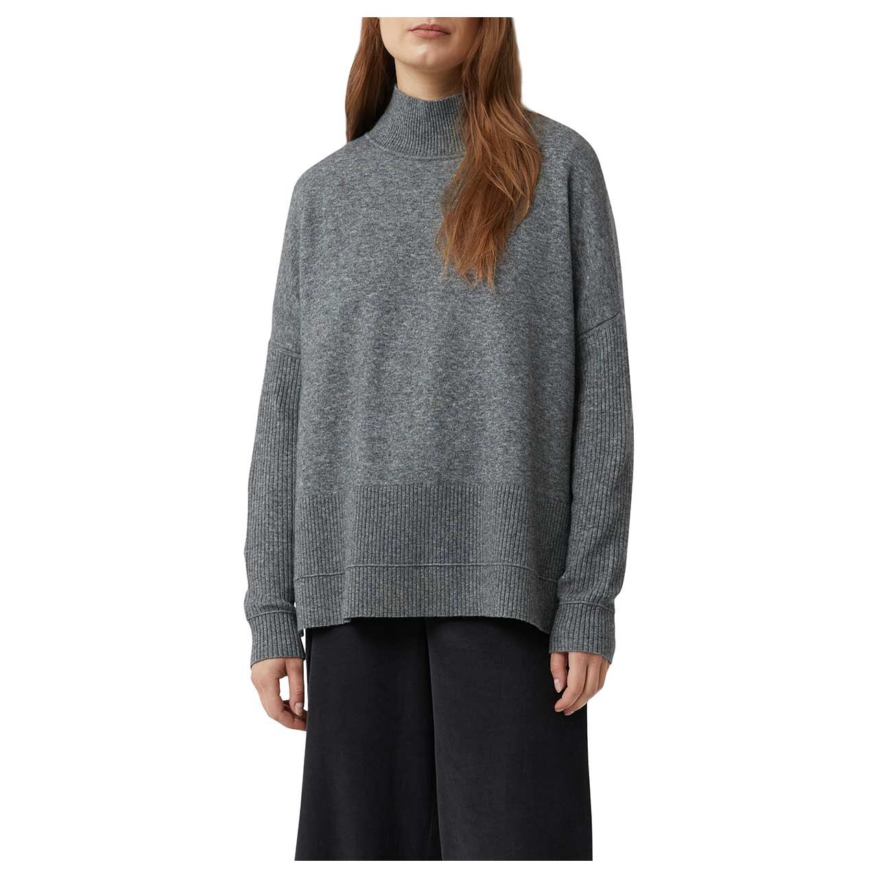 Damen Pullover von Comma in Grau meliert, detaillierte Vorderansicht