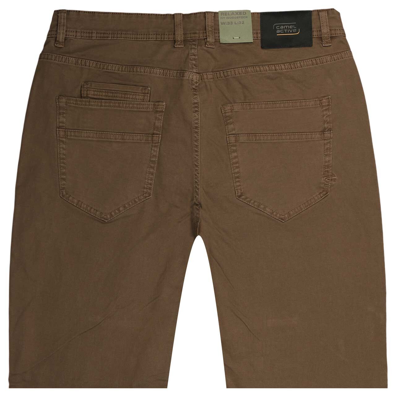 Stretch Herren Baumwollhose Woodstock von Camel active in Braun, detaillierte Rückansicht