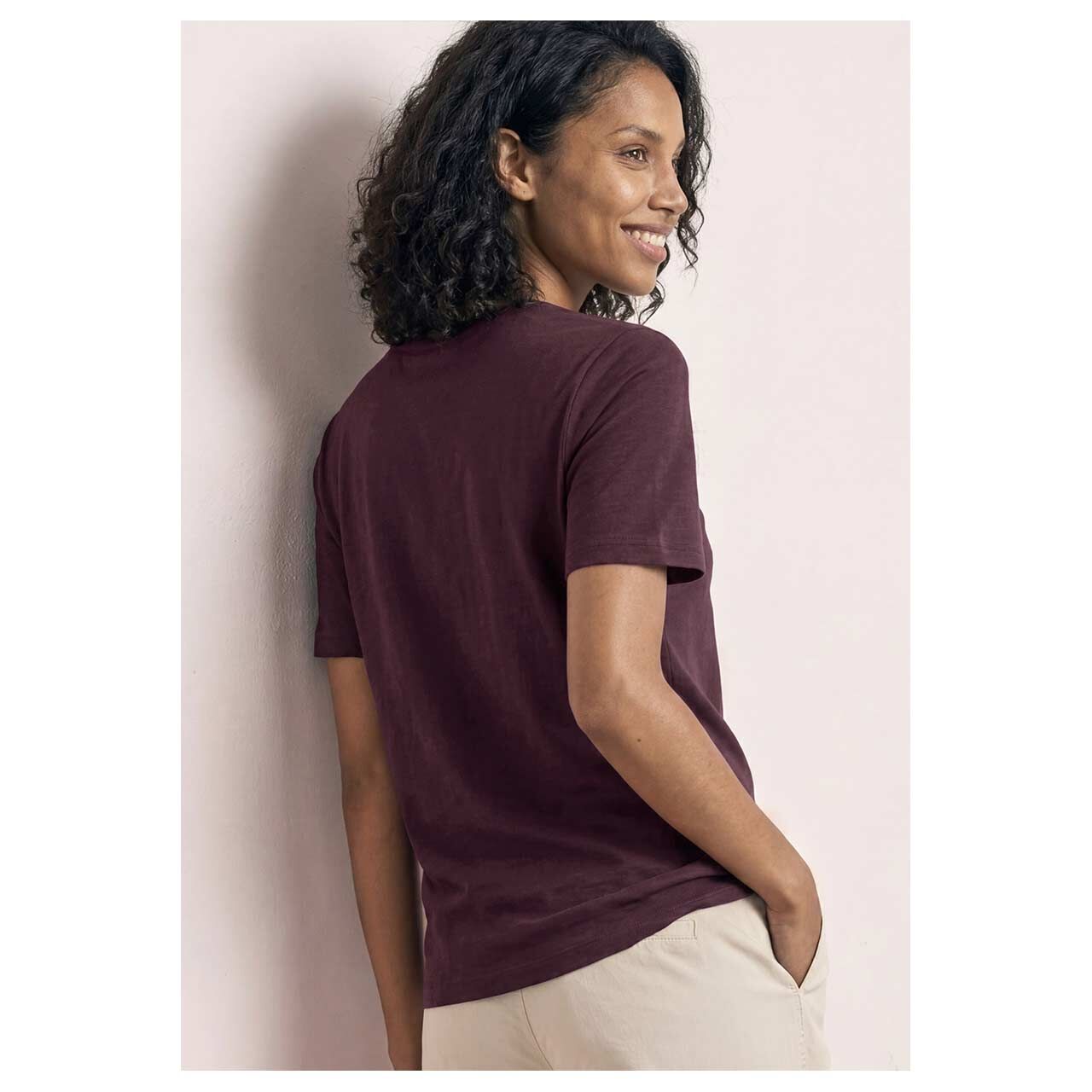 Damen T-Shirt Gerda von Street One in Lila, Rückansicht  am Model