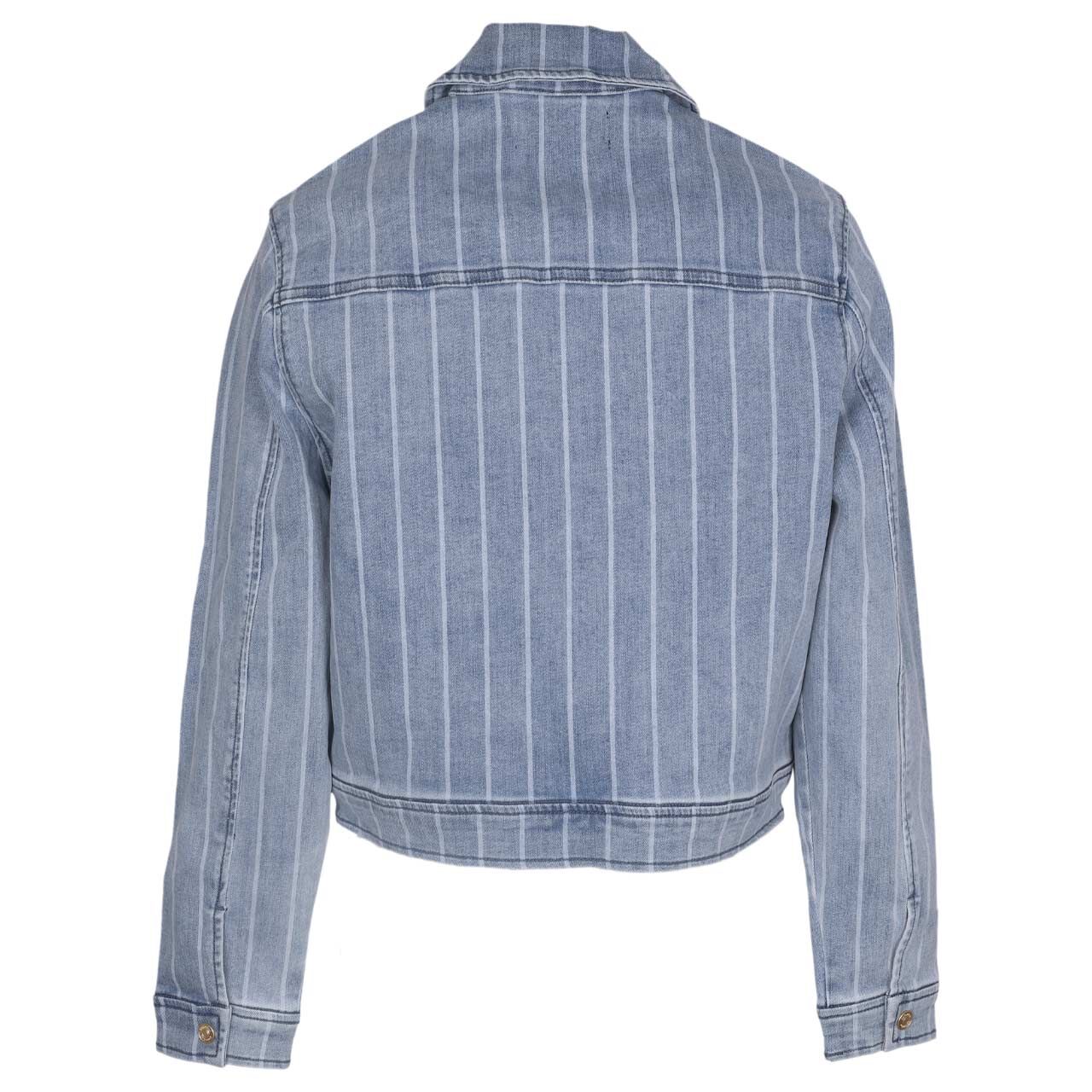 Damen Jeansjacke von Senoritas ICON in Hellblau gestreift, Rückansicht