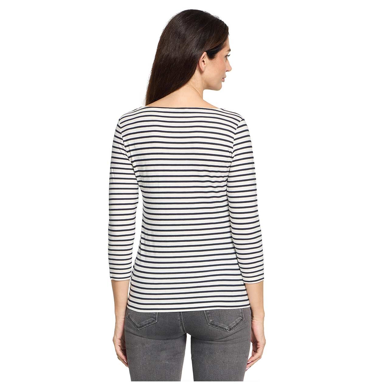 Damen 3/4 Arm Shirt von Betty Barclay in Dunkelblau gestreift, Rückansicht am Model