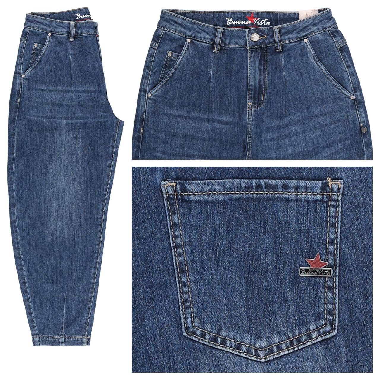 Buena Vista Ballon Buckle 7/8 Stretch Denim Jeans marine denim