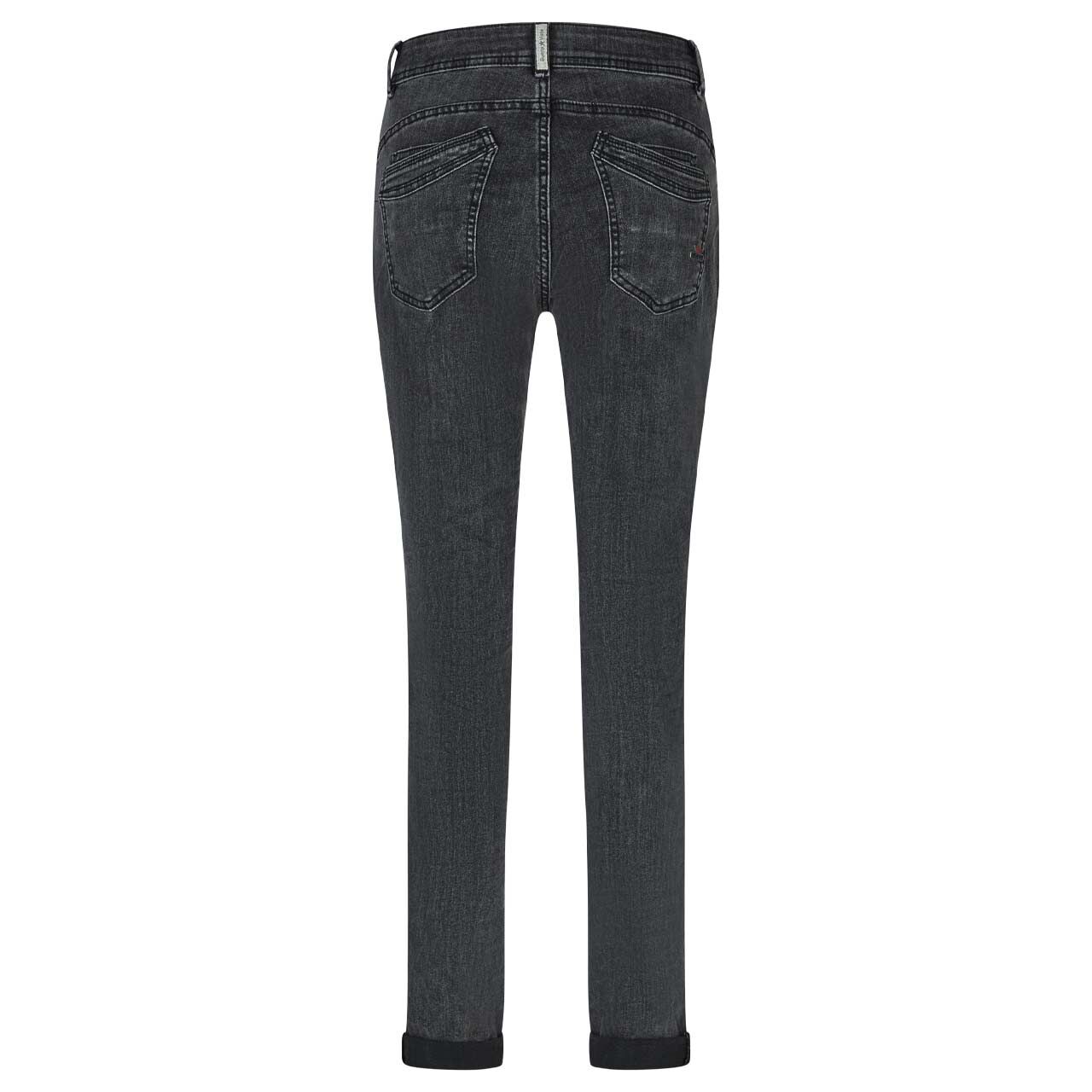 Damenjeans Malibu-Zip High Stretch Denim von Buena Vista in Dunkelgrau angewaschen, Rückansicht