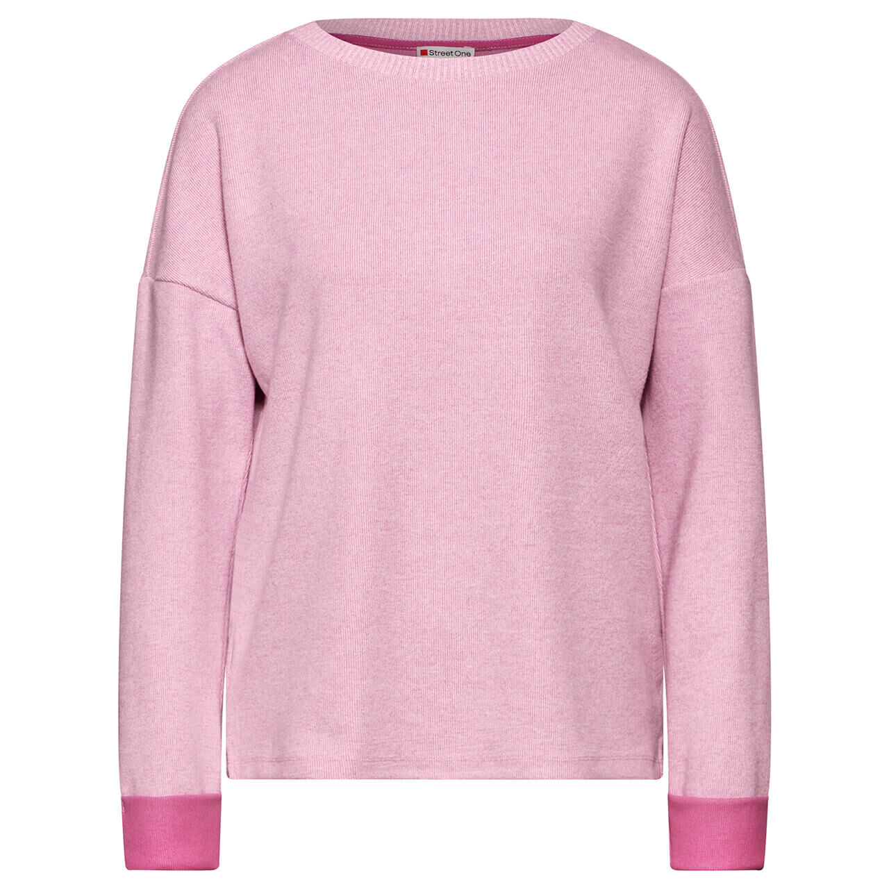 Street One Damen Pullover Melange Shirt sunrise pink melange