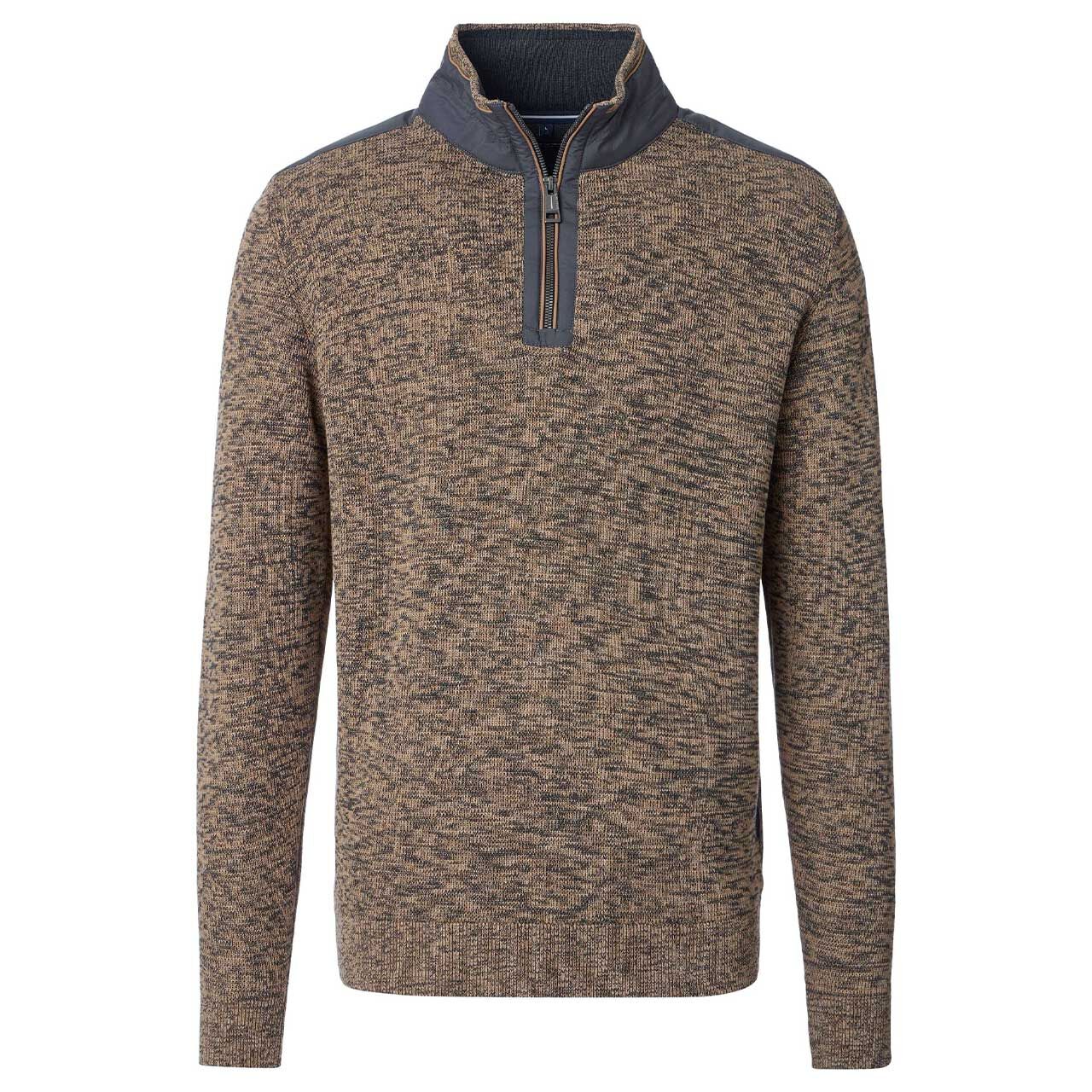 Casa Moda Herren Pullover Troyer brown melange