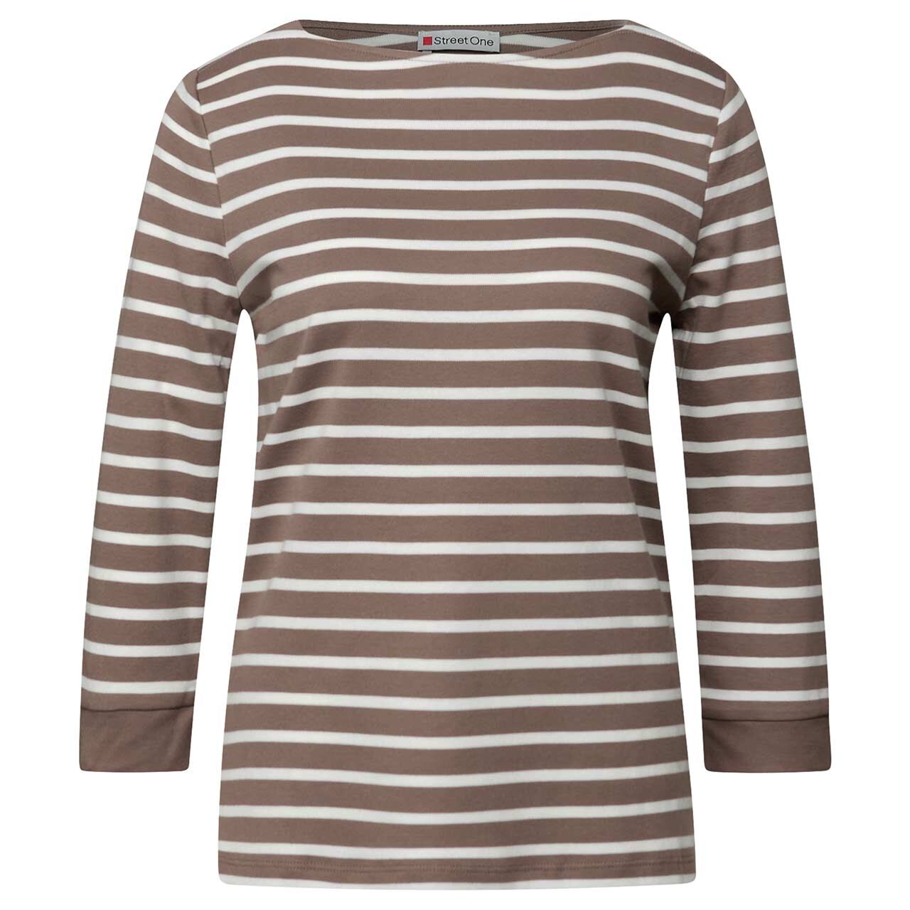 Street One Damen 3/4 Arm Shirt Basic U-Boat silk brown stripes